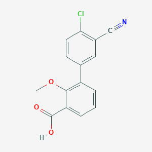 molecular formula C15H10ClNO3 B6405394 3-(4-Chloro-3-cyanophenyl)-2-methoxybenzoic acid, 95% CAS No. 1261905-70-7