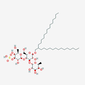 molecular formula C48H92O18S B064054 [(2S,3R,4S,5S,6R)-3,5-dihydroxy-2-[(2R,3R,4R,5R,6R)-5-hydroxy-2-(hydroxymethyl)-6-(2-tetradecylhexadecoxy)-4-[(2S,3S,4R,5S,6S)-3,4,5-trihydroxy-6-methyloxan-2-yl]oxyoxan-3-yl]oxy-6-(hydroxymethyl)oxan-4-yl] hydrogen sulfate CAS No. 165621-51-2