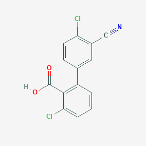 molecular formula C14H7Cl2NO2 B6405441 6-Chloro-2-(4-chloro-3-cyanophenyl)benzoic acid, 95% CAS No. 1261925-27-2