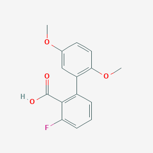 molecular formula C15H13FO4 B6405606 2-(2,5-Dimethoxyphenyl)-6-fluorobenzoic acid, 95% CAS No. 1261892-64-1