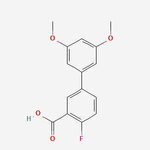 molecular formula C15H13FO4 B6405767 5-(3,5-Dimethoxyphenyl)-2-fluorobenzoic acid, 95% CAS No. 1261892-66-3