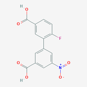 3-(5-Carboxy-2-fluorophenyl)-5-nitrobenzoic acid, 95%