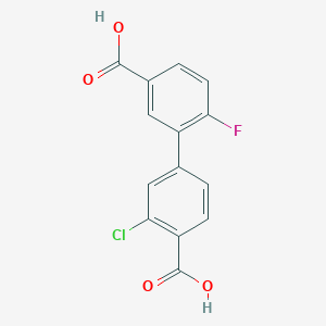 molecular formula C14H8ClFO4 B6406364 4-(5-Carboxy-2-fluorophenyl)-2-chlorobenzoic acid, 95% CAS No. 1261949-85-2