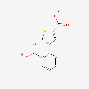 molecular formula C14H12O4S B6406429 2-[5-(Methoxycarbonyl)thiophen-3-yl]-5-methylbenzoic acid, 95% CAS No. 1261956-75-5