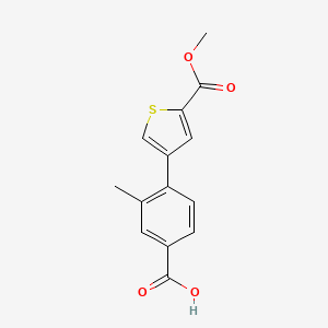 molecular formula C14H12O4S B6406434 4-[5-(Methoxycarbonyl)thiophen-3-yl]-3-methylbenzoic acid, 95% CAS No. 1261892-73-2