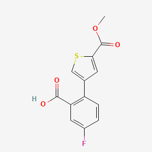 molecular formula C13H9FO4S B6406443 5-Fluoro-2-[5-(methoxycarbonyl)thiophen-3-yl]benzoic acid, 95% CAS No. 1261909-52-7