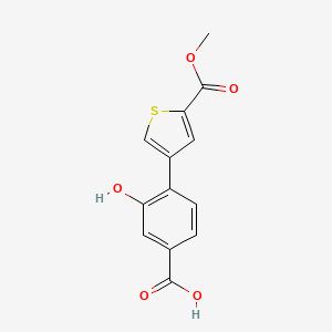 molecular formula C13H10O5S B6406451 3-Hydroxy-4-[5-(methoxycarbonyl)thiophen-3-yl]benzoic acid, 95% CAS No. 1261992-44-2
