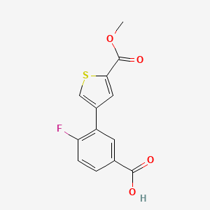 molecular formula C13H9FO4S B6406458 4-Fluoro-3-[5-(methoxycarbonyl)thiophen-3-yl]benzoic acid, 95% CAS No. 1261927-43-8