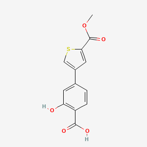 molecular formula C13H10O5S B6406468 2-Hydroxy-4-[5-(methoxycarbonyl)thiophen-3-yl]benzoic acid, 95% CAS No. 1261980-36-2