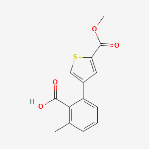 molecular formula C14H12O4S B6406476 2-[5-(Methoxycarbonyl)thiophen-3-yl]-6-methylbenzoic acid, 95% CAS No. 1262006-85-8