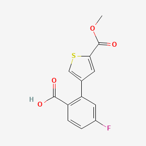 molecular formula C13H9FO4S B6406479 4-Fluoro-2-[5-(methoxycarbonyl)thiophen-3-yl]benzoic acid, 95% CAS No. 1261956-86-8