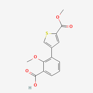 molecular formula C14H12O5S B6406488 3-[5-(Methoxycarbonyl)thiophen-3-yl]-2-methoxybenzoic acid, 95% CAS No. 1261906-64-2