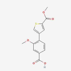 molecular formula C14H12O5S B6406495 4-[5-(Methoxycarbonyl)thiophen-3-yl]-3-methoxybenzoic acid, 95% CAS No. 1261965-00-7