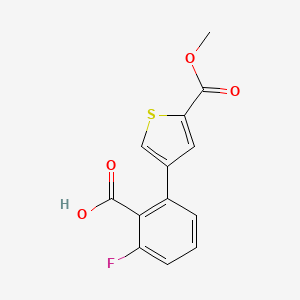 molecular formula C13H9FO4S B6406502 6-Fluoro-2-[5-(methoxycarbonyl)thiophen-3-yl]benzoic acid, 95% CAS No. 1261964-87-7