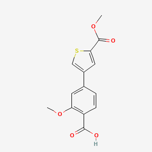 molecular formula C14H12O5S B6406507 4-[5-(Methoxycarbonyl)thiophen-3-yl]-2-methoxybenzoic acid, 95% CAS No. 1261927-48-3