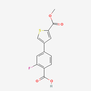 molecular formula C13H9FO4S B6406513 2-Fluoro-4-[5-(methoxycarbonyl)thiophen-3-yl]benzoic acid, 95% CAS No. 1261938-04-8