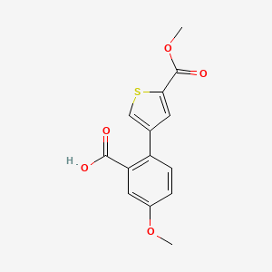 molecular formula C14H12O5S B6406522 2-[5-(Methoxycarbonyl)thiophen-3-yl]-5-methoxybenzoic acid, 95% CAS No. 1261978-98-6