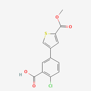 2-Chloro-5-[5-(methoxycarbonyl)thiophen-3-yl]benzoic acid, 95%