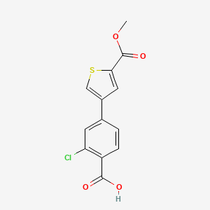 molecular formula C13H9ClO4S B6406529 2-Chloro-4-[5-(methoxycarbonyl)thiophen-3-yl]benzoic acid, 95% CAS No. 1261979-05-8