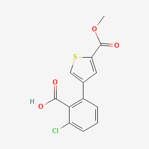 molecular formula C13H9ClO4S B6406530 6-Chloro-2-[5-(methoxycarbonyl)thiophen-3-yl]benzoic acid, 95% CAS No. 1261956-97-1