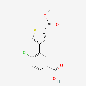 molecular formula C13H9ClO4S B6406533 4-Chloro-3-[5-(methoxycarbonyl)thiophen-3-yl]benzoic acid, 95% CAS No. 1261971-35-0