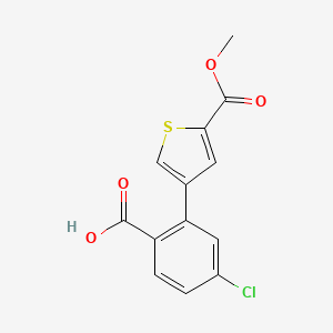 molecular formula C13H9ClO4S B6406541 4-Chloro-2-[5-(methoxycarbonyl)thiophen-3-yl]benzoic acid, 95% CAS No. 1261911-27-6