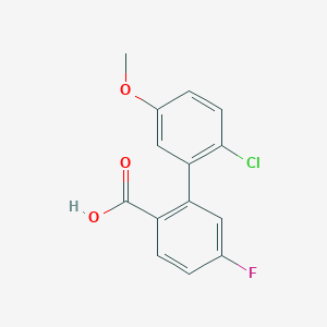 molecular formula C14H10ClFO3 B6406561 2-(2-Chloro-5-methoxyphenyl)-4-fluorobenzoic acid, 95% CAS No. 1261927-64-3