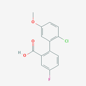 molecular formula C14H10ClFO3 B6406572 2-(2-Chloro-5-methoxyphenyl)-5-fluorobenzoic acid, 95% CAS No. 1261909-55-0