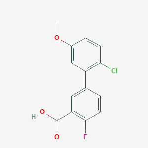 molecular formula C14H10ClFO3 B6406602 5-(2-Chloro-5-methoxyphenyl)-2-fluorobenzoic acid, 95% CAS No. 1262009-76-6