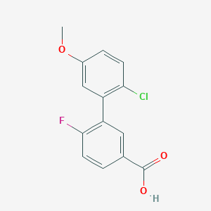 molecular formula C14H10ClFO3 B6406617 3-(2-Chloro-5-methoxyphenyl)-4-fluorobenzoic acid, 95% CAS No. 1261909-63-0