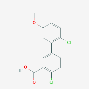 molecular formula C14H10Cl2O3 B6406619 2-Chloro-5-(2-chloro-5-methoxyphenyl)benzoic acid, 95% CAS No. 1261992-55-5