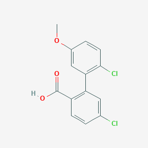 molecular formula C14H10Cl2O3 B6406637 4-Chloro-2-(2-chloro-5-methoxyphenyl)benzoic acid, 95% CAS No. 1261999-87-4