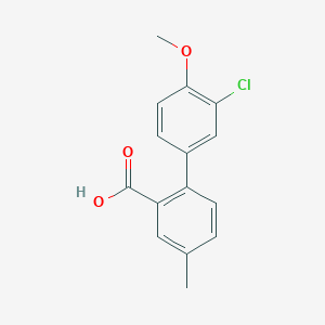 molecular formula C15H13ClO3 B6406661 2-(3-Chloro-4-methoxyphenyl)-5-methylbenzoic acid, 95% CAS No. 1261992-65-7