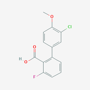 molecular formula C14H10ClFO3 B6406684 2-(3-Chloro-4-methoxyphenyl)-6-fluorobenzoic acid, 95% CAS No. 1262002-03-8