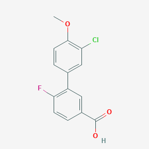molecular formula C14H10ClFO3 B6406687 3-(3-Chloro-4-methoxyphenyl)-4-fluorobenzoic acid, 95% CAS No. 1262009-88-0