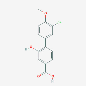 molecular formula C14H11ClO4 B6406695 4-(3-Chloro-4-methoxyphenyl)-3-hydroxybenzoic acid, 95% CAS No. 1261943-06-9