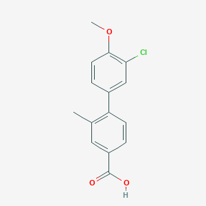 molecular formula C15H13ClO3 B6406703 4-(3-Chloro-4-methoxyphenyl)-3-methylbenzoic acid, 95% CAS No. 1261892-81-2