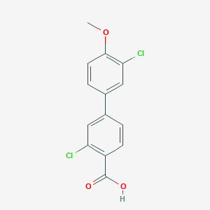 molecular formula C14H10Cl2O3 B6406717 2-Chloro-4-(3-chloro-4-methoxyphenyl)benzoic acid, 95% CAS No. 1261943-25-2