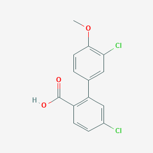 molecular formula C14H10Cl2O3 B6406729 4-Chloro-2-(3-chloro-4-methoxyphenyl)benzoic acid, 95% CAS No. 1261979-11-6