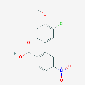 molecular formula C14H10ClNO5 B6406743 2-(3-Chloro-4-methoxyphenyl)-4-nitrobenzoic acid, 95% CAS No. 1261913-56-7