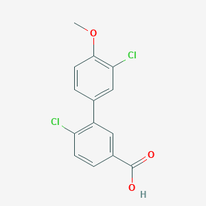 molecular formula C14H10Cl2O3 B6406750 4-Chloro-3-(3-chloro-4-methoxyphenyl)benzoic acid, 95% CAS No. 1261930-22-6