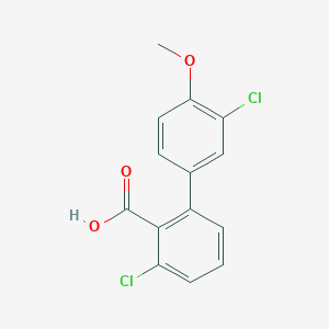 molecular formula C14H10Cl2O3 B6406772 6-Chloro-2-(3-chloro-4-methoxyphenyl)benzoic acid, 95% CAS No. 1262006-92-7