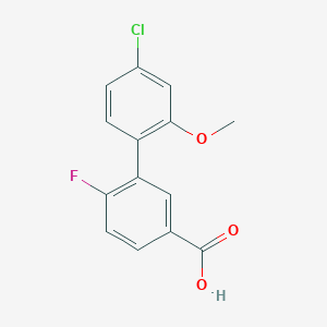 molecular formula C14H10ClFO3 B6406797 3-(4-Chloro-2-methoxyphenyl)-4-fluorobenzoic acid, 95% CAS No. 1261911-50-5