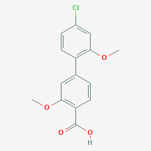 molecular formula C15H13ClO4 B6406825 4-(4-Chloro-2-methoxyphenyl)-2-methoxybenzoic acid, 95% CAS No. 1261991-97-2