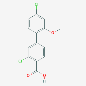molecular formula C14H10Cl2O3 B6406838 2-Chloro-4-(4-chloro-2-methoxyphenyl)benzoic acid, 95% CAS No. 1261913-59-0