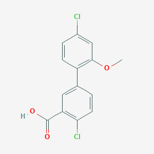 molecular formula C14H10Cl2O3 B6406845 2-Chloro-5-(4-chloro-2-methoxyphenyl)benzoic acid, 95% CAS No. 1261965-10-9