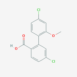 molecular formula C14H10Cl2O3 B6406848 4-Chloro-2-(4-chloro-2-methoxyphenyl)benzoic acid, 95% CAS No. 1261993-53-6
