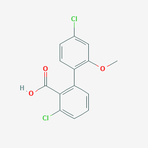 molecular formula C14H10Cl2O3 B6406855 6-Chloro-2-(4-chloro-2-methoxyphenyl)benzoic acid, 95% CAS No. 1261970-25-5