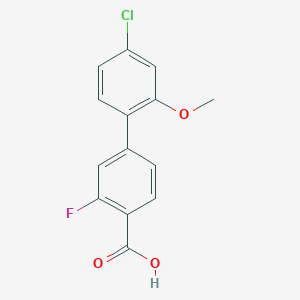 molecular formula C14H10ClFO3 B6406863 4-(4-Chloro-2-methoxyphenyl)-2-fluorobenzoic acid, 95% CAS No. 1261991-90-5