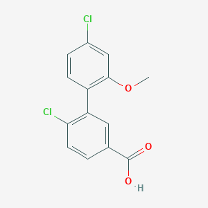 molecular formula C14H10Cl2O3 B6406888 4-Chloro-3-(4-chloro-2-methoxyphenyl)benzoic acid, 95% CAS No. 1261913-65-8